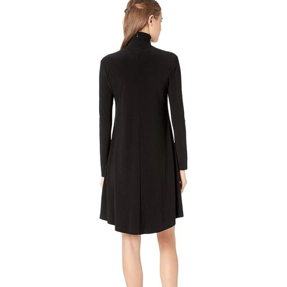 Norma Kamali Long Sleeve Black Turtle Swing Dress Size Large - Picture 5 of 10